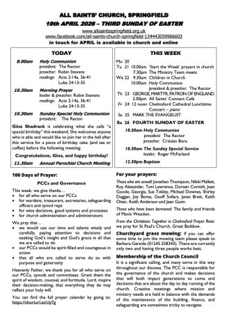 Cover of Weekly Sheet for 19th April