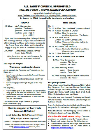 Cover of Weekly sheet for 10th May