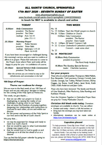 Cover of Weekly sheet for 17th May
