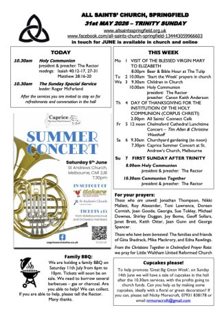 Cover of Weekly Sheet for 31st May