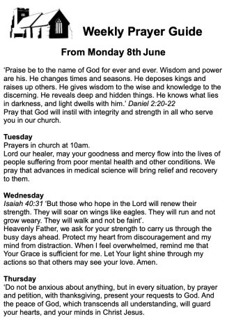 Cover of Weekly Prayer Guide for 8th June