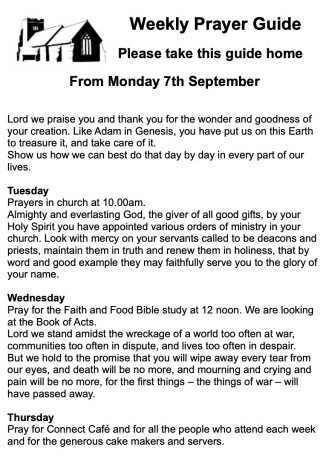 Cover of Weekly Prayer Guide for 7th September