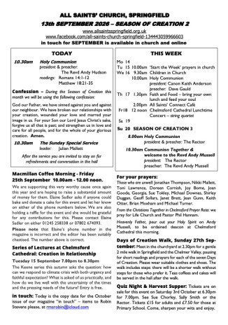 Cover of Weekly Sheet for 13th September