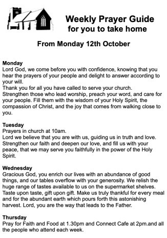 Cover of Weekly Prayer Guide for 12 October