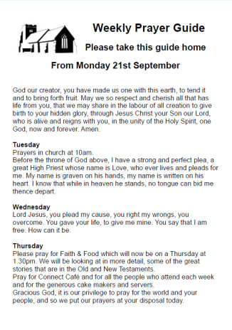 Cover of Weekly Prayer Guide for 21st September