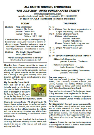 Cover of Weekly Sheet for 12th July